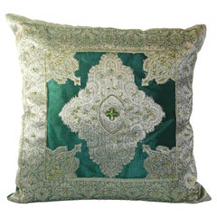 Vintage Emerald Green Moorish Pillow Embellished with Sequins and Beads