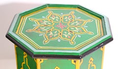 Green Moroccan Hand Painted Pedestal Table