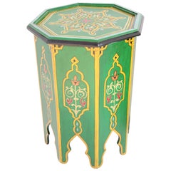 Green Moroccan Hand Painted Pedestal Table