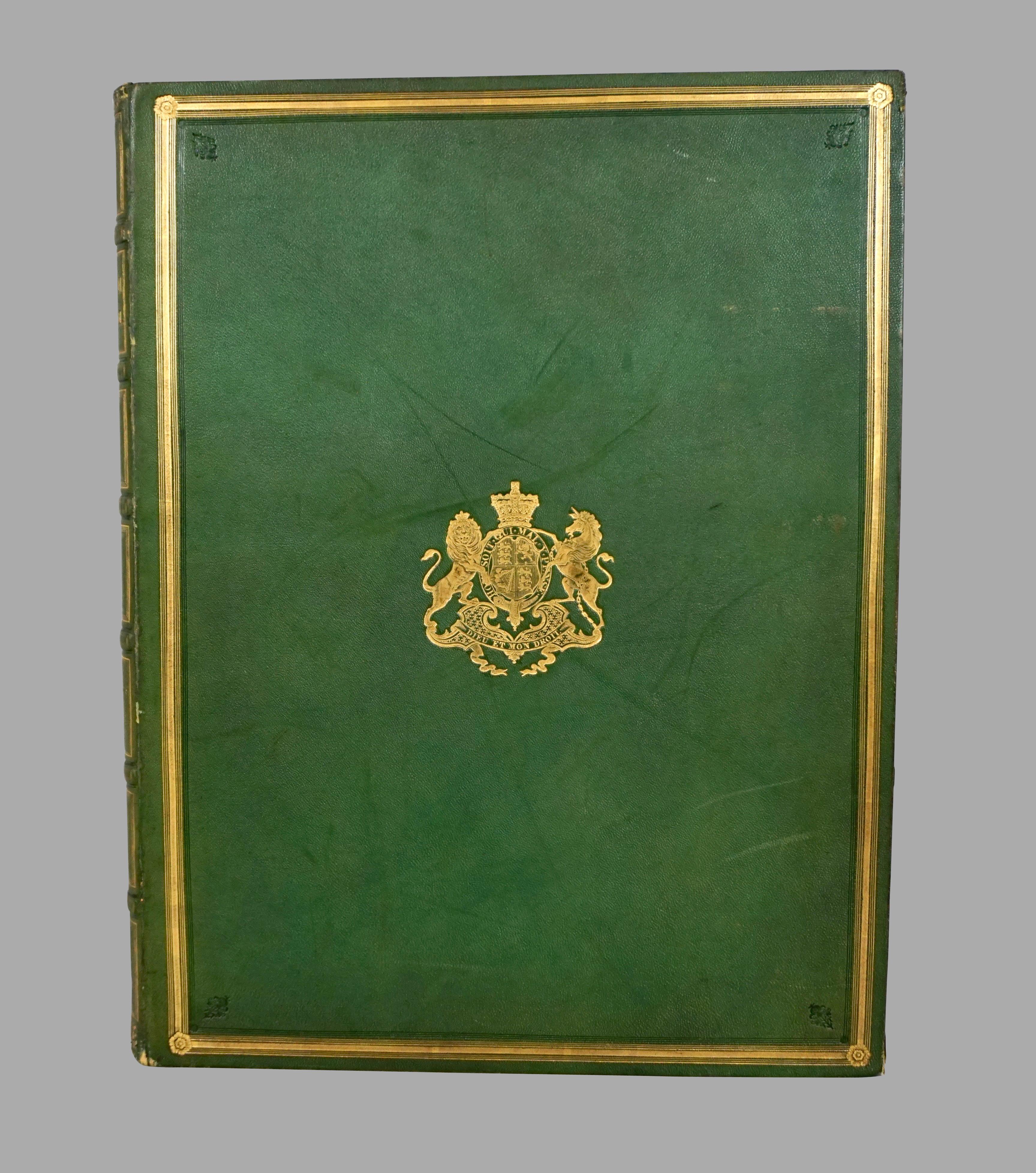 19th Century Green Morocco Leather Elephant Folio Book Cover Now A Marbleized Paper Lined Box