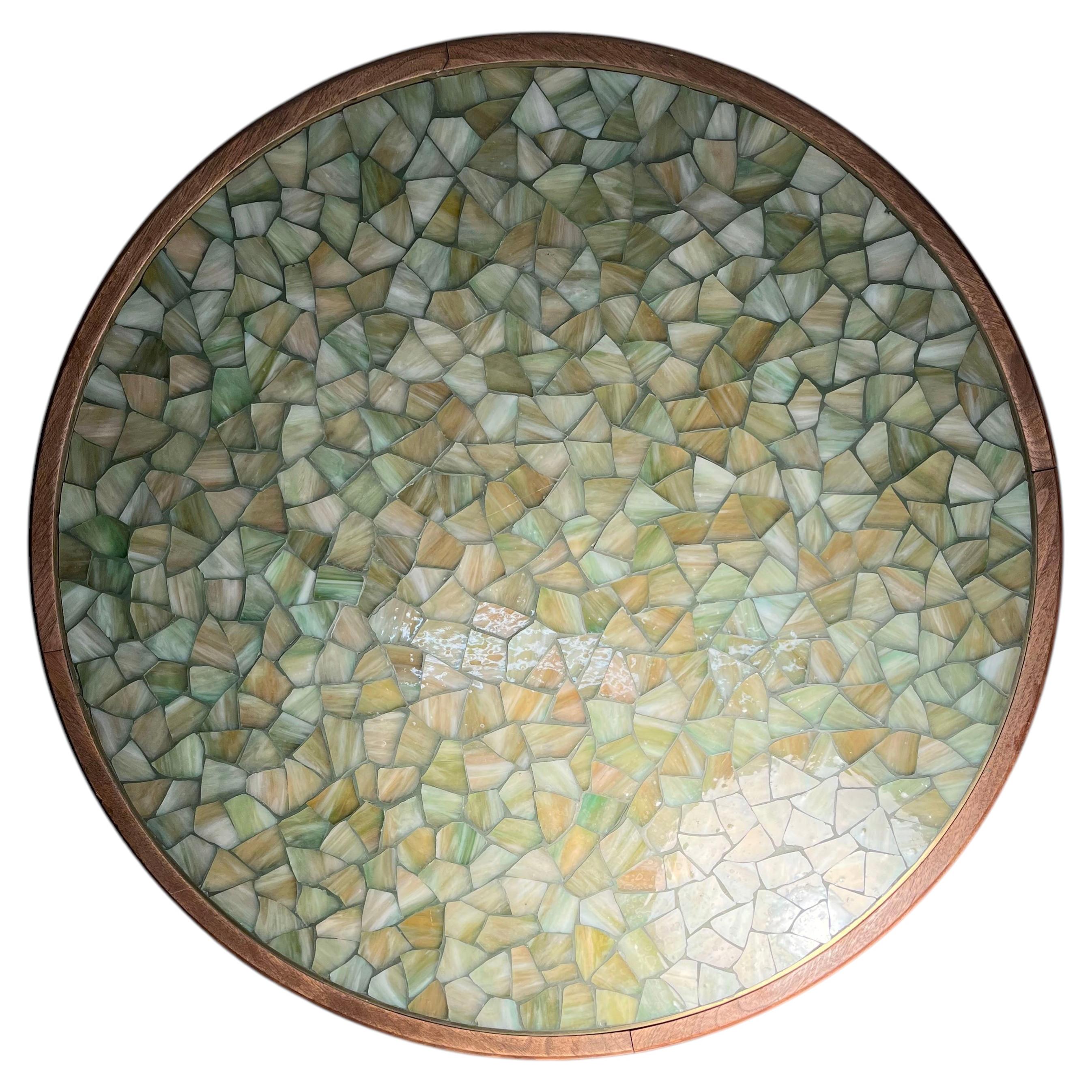 Green Mosaic Glass Decorator Arts & Crafts / Mission Style Side Table