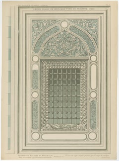 Green Mosque Window with Arabesques, Bursa Ottoman Architecture Print, 1924