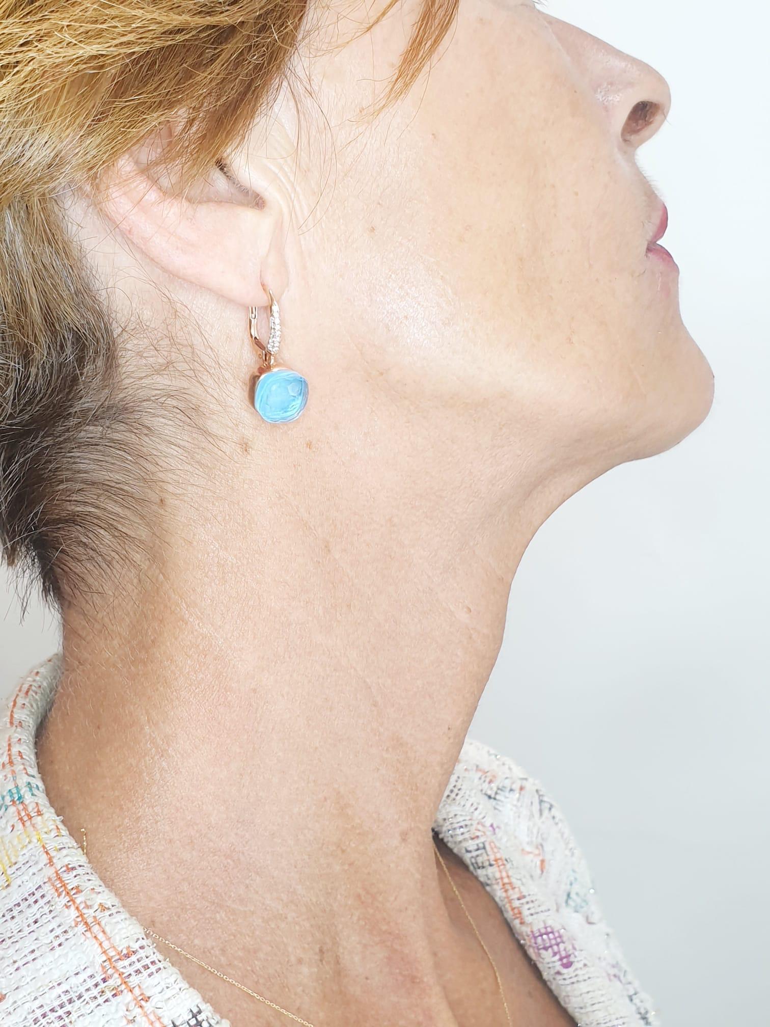 Boucles d'oreilles pendantes en or 18k avec pavé de diamants et quartz mousse vert multifacettes en vente 8