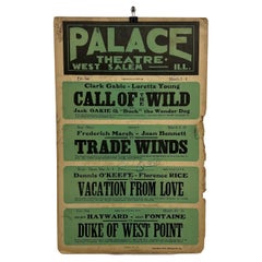 Vintage  Green Movie Poster Palace Theatre West Salem IL Clark Gable Frederich March