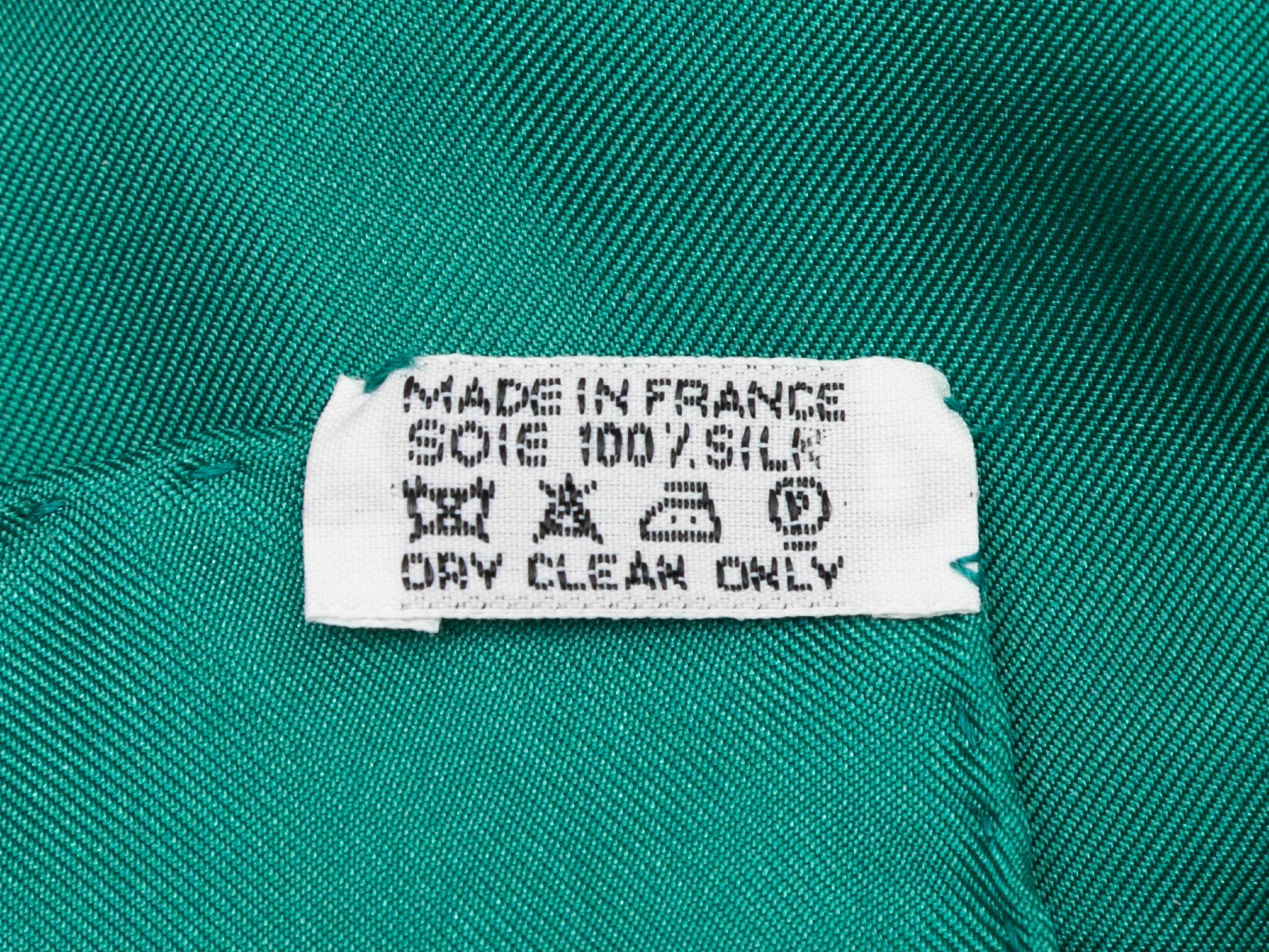 Women's or Men's Green & Multicolor Les Rubans du Cheval Motif Silk Scarf For Sale