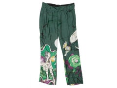 Green & Multicolor Prada Spring/Summer 2008 Fairy Print Trousers Size IT 38