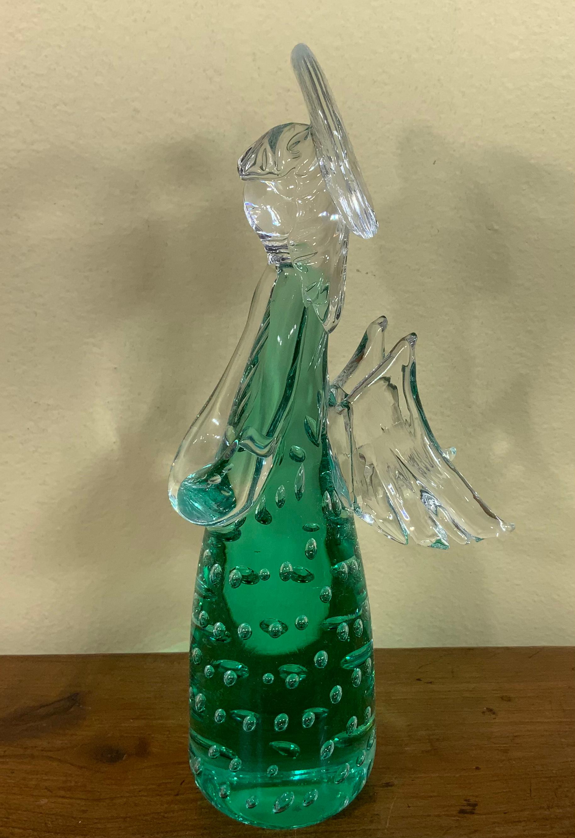 Beautiful vintage Murano hand blown Italian art glass angel figurine sculpture. exceptional object of art for display.
  