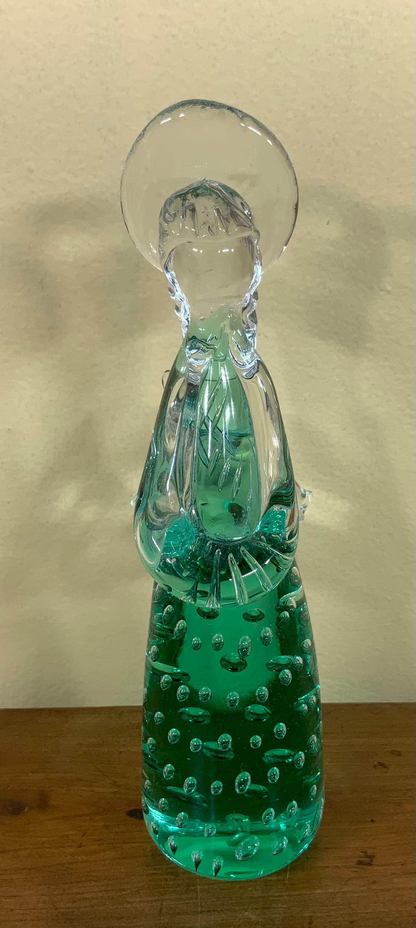 Hand-Crafted Green Murano Angel Figurine Italian Art Glass Sculpture