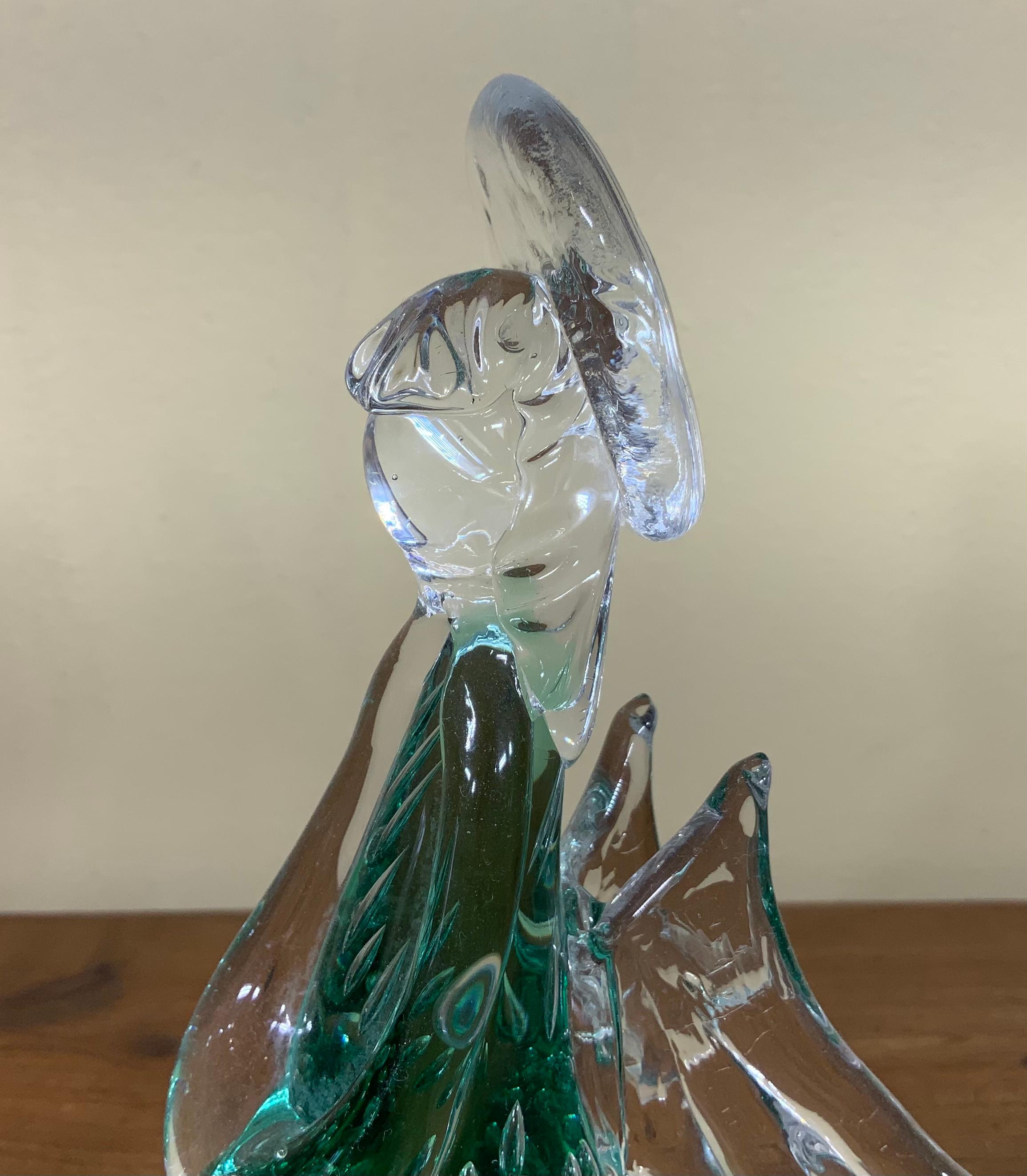 Green Murano Angel Figurine Italian Art Glass Sculpture 2
