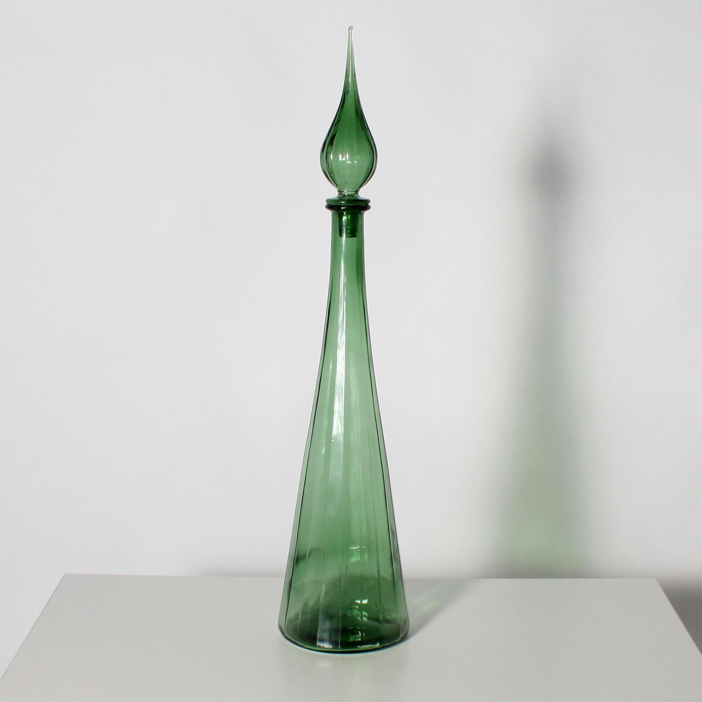 Green Murano decanter, circa 1960.