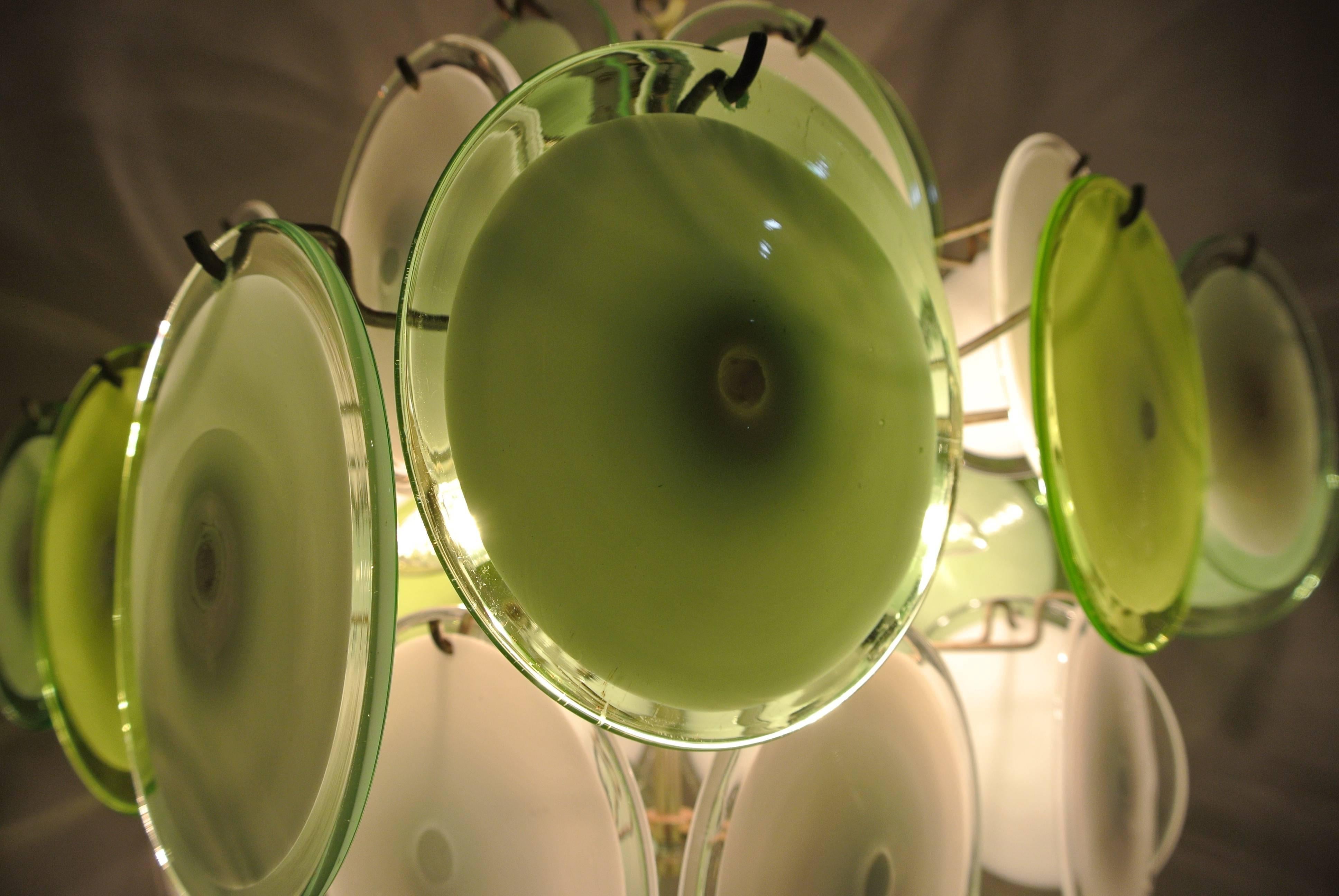 Green Murano Disc Chandelier Attributed to Vistosi, 1970s In Excellent Condition In Rome, IT