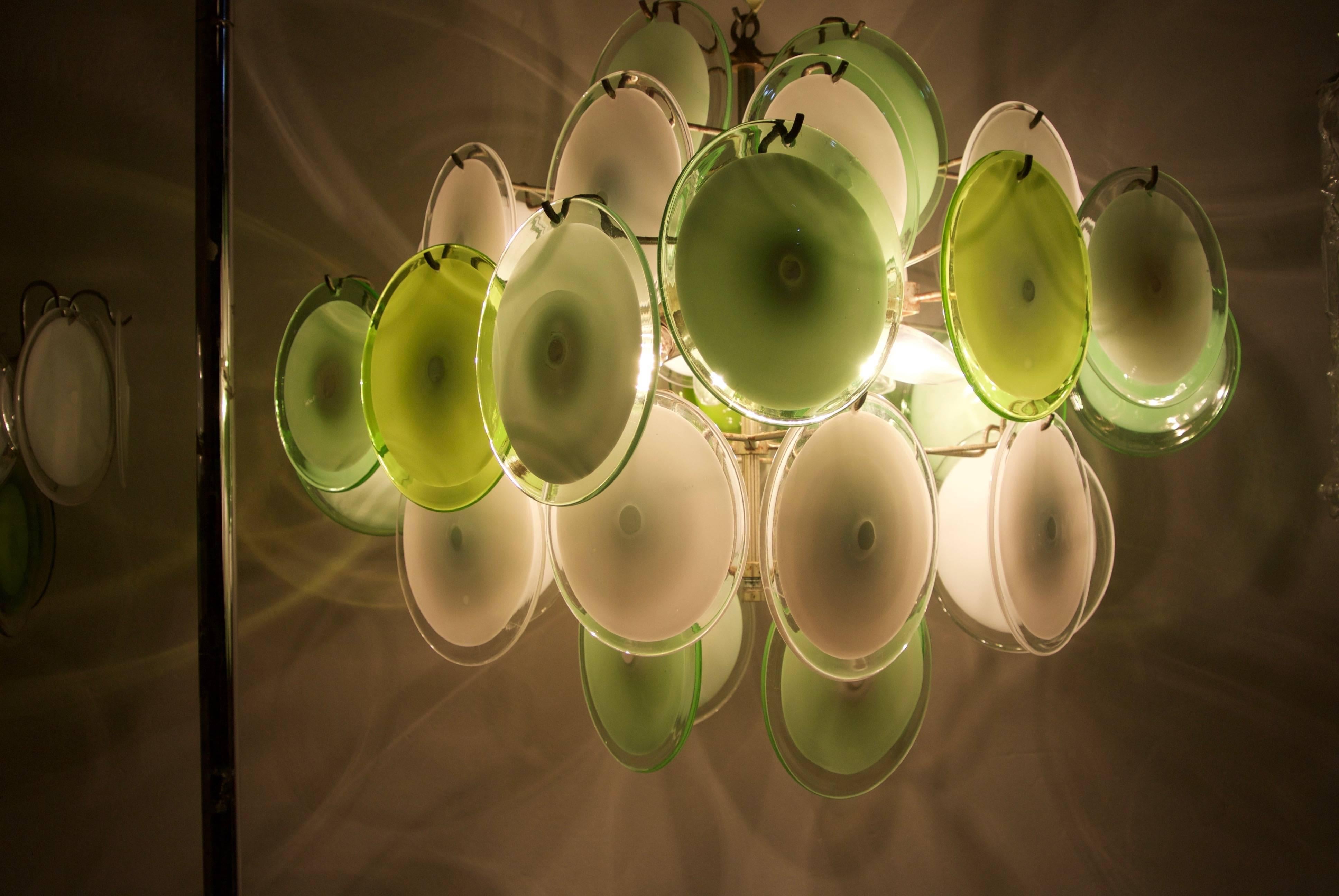 20th Century Green Murano Disc Chandelier Attributed to Vistosi, 1970s