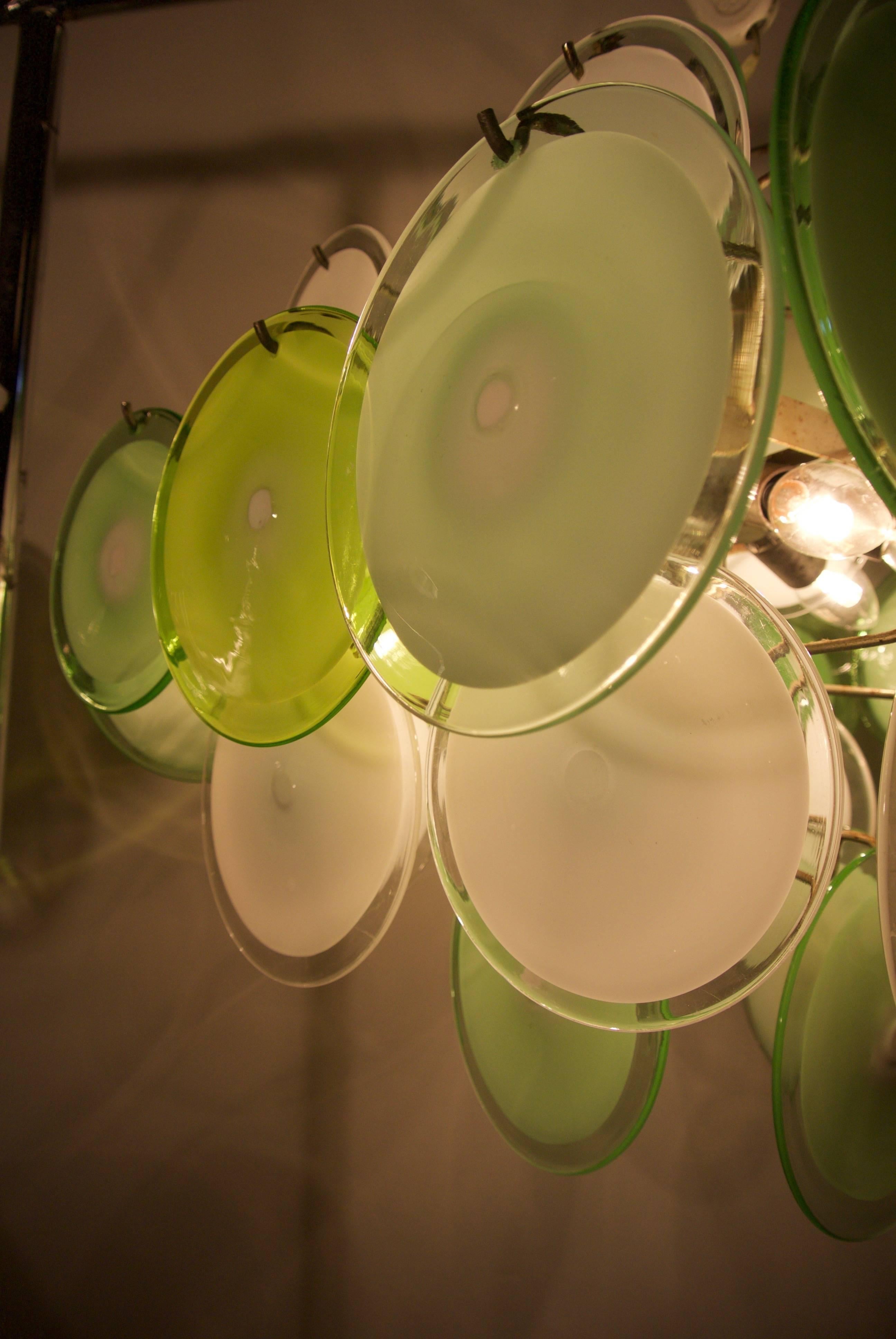 Green Murano Disc Chandelier Attributed to Vistosi, 1970s 2