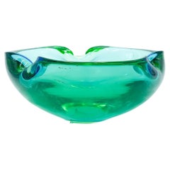 Green Murano Glass Ashtray with Blue Shades by Flavio Poli 1960s