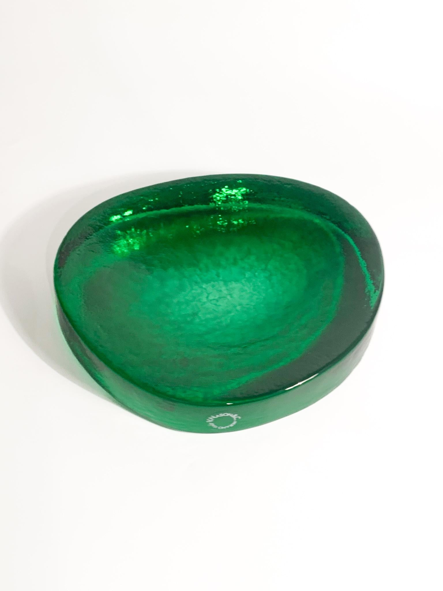 Green Murano Glass Bowl by Nason from the 1980s In Good Condition In Milano, MI