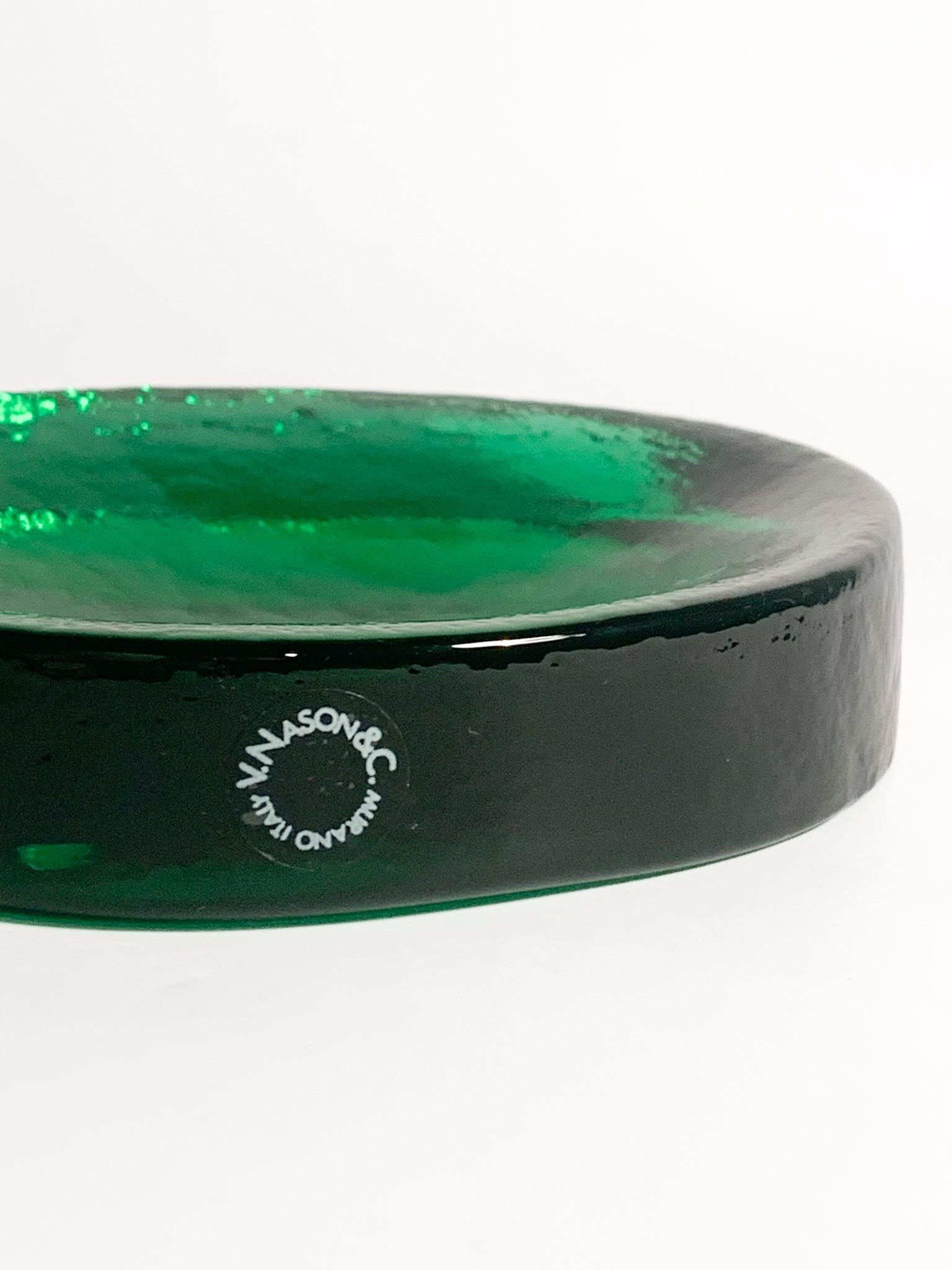 Green Murano Glass Bowl by Nason from the 1980s 1