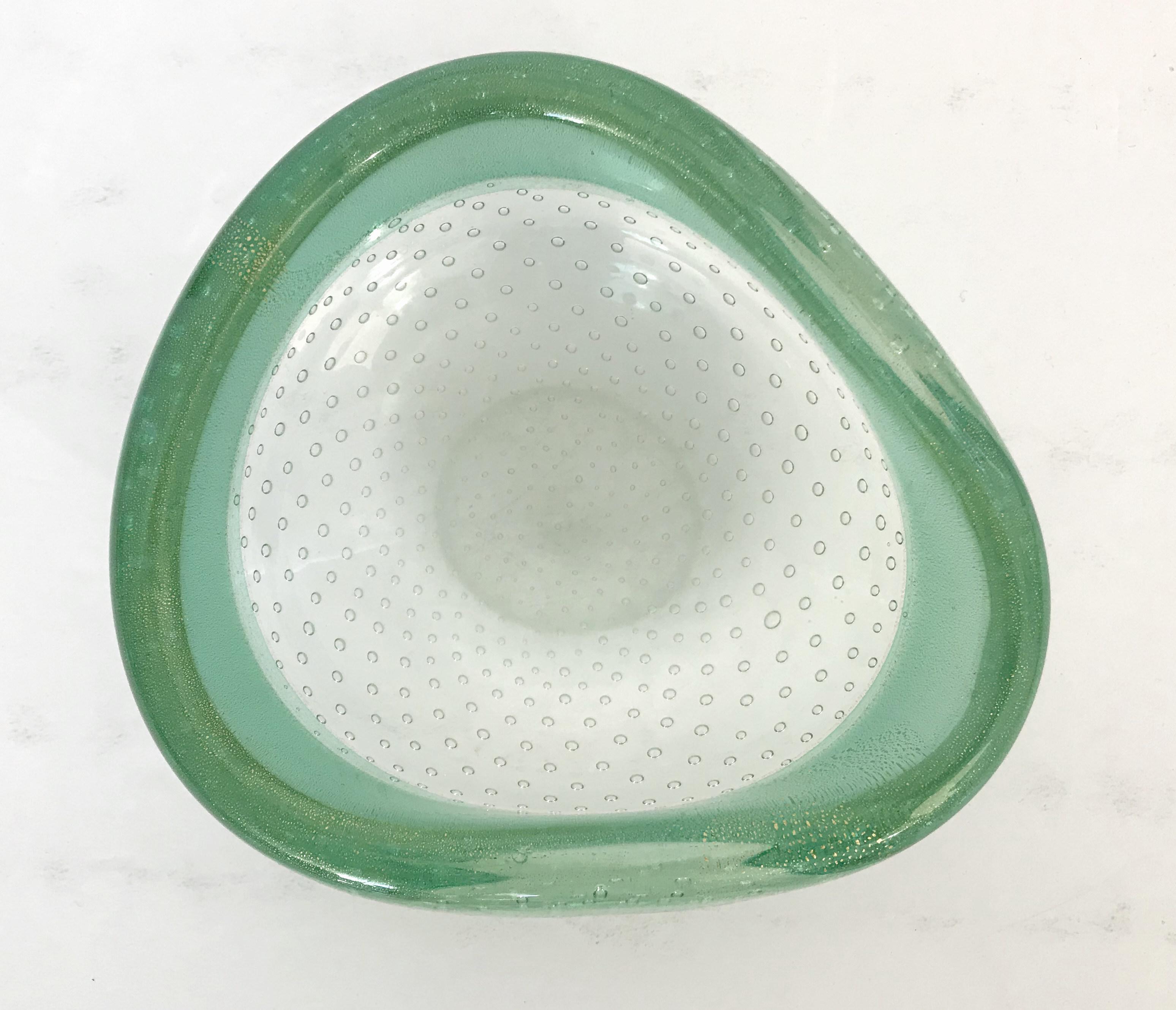 Mid-Century Modern Green Murano Glass Bowl