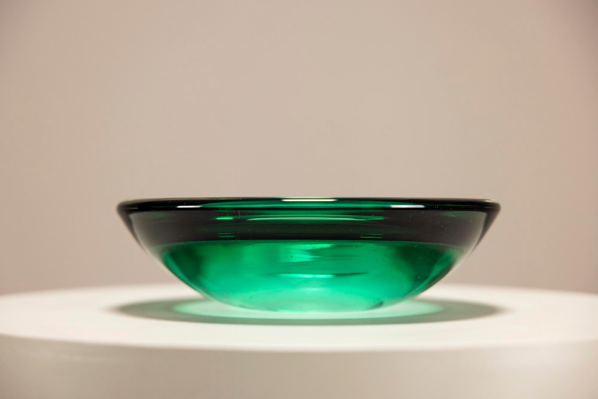 Italian Green Murano Glass Bowl, Italy 1950s For Sale