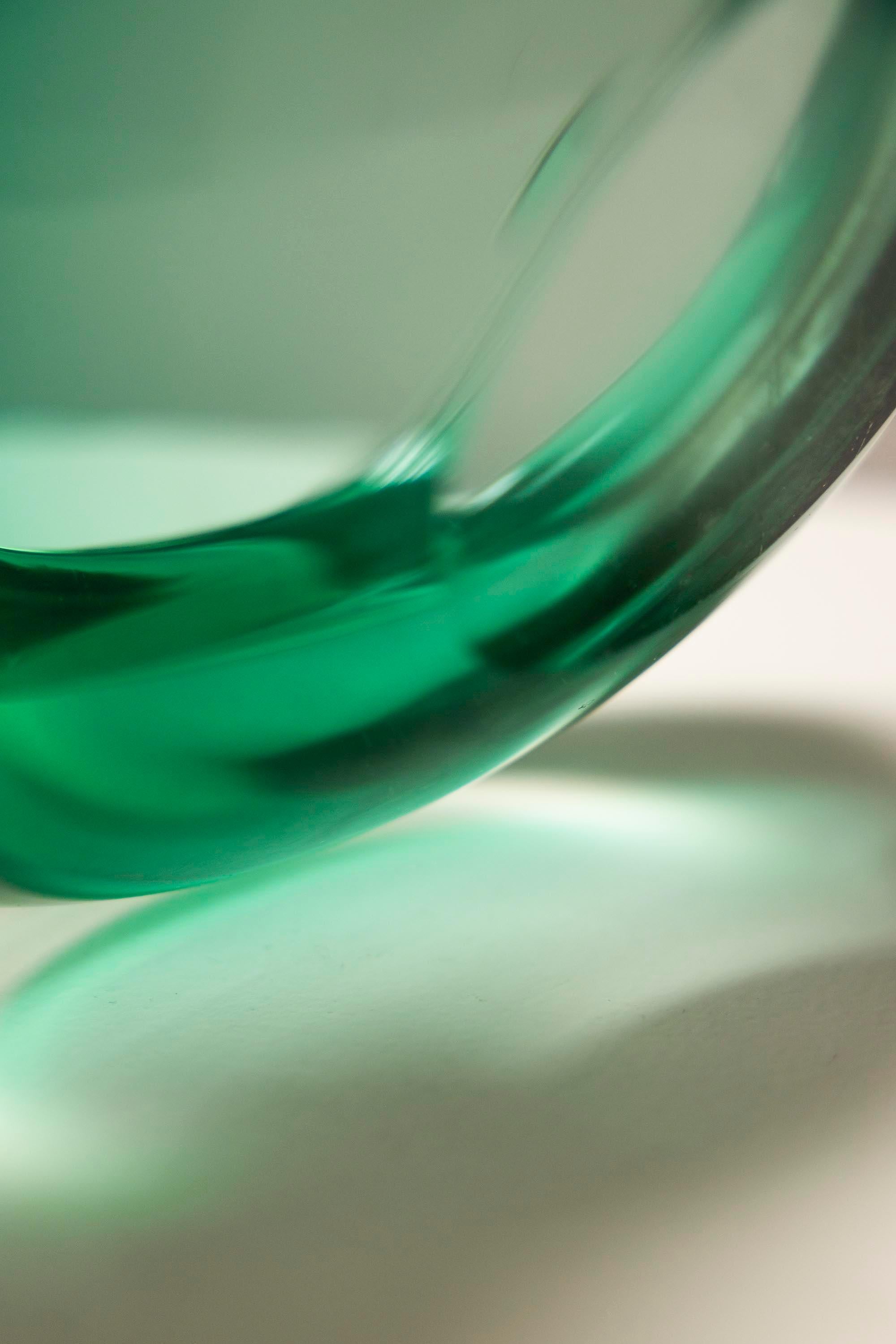Mid-20th Century Green Murano Glass Bowl, Italy 1950s For Sale