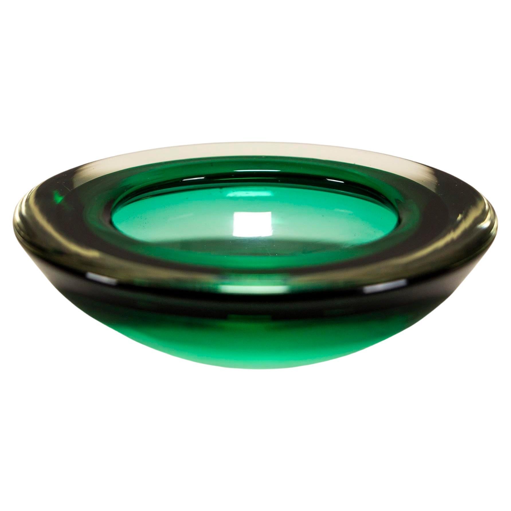 Cuenco verde de cristal de Murano, Italia Años 50