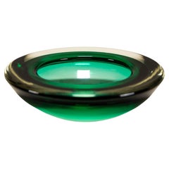 Cuenco verde de cristal de Murano, Italia Años 50