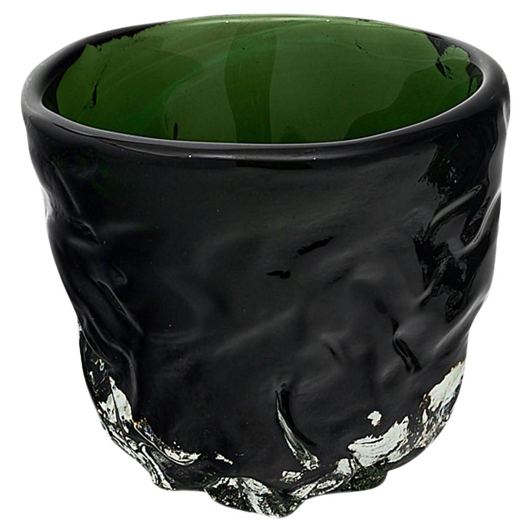 Vaso "Burri" in vetro di Murano verde in vendita