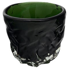 Vaso "Burri" in vetro di Murano verde