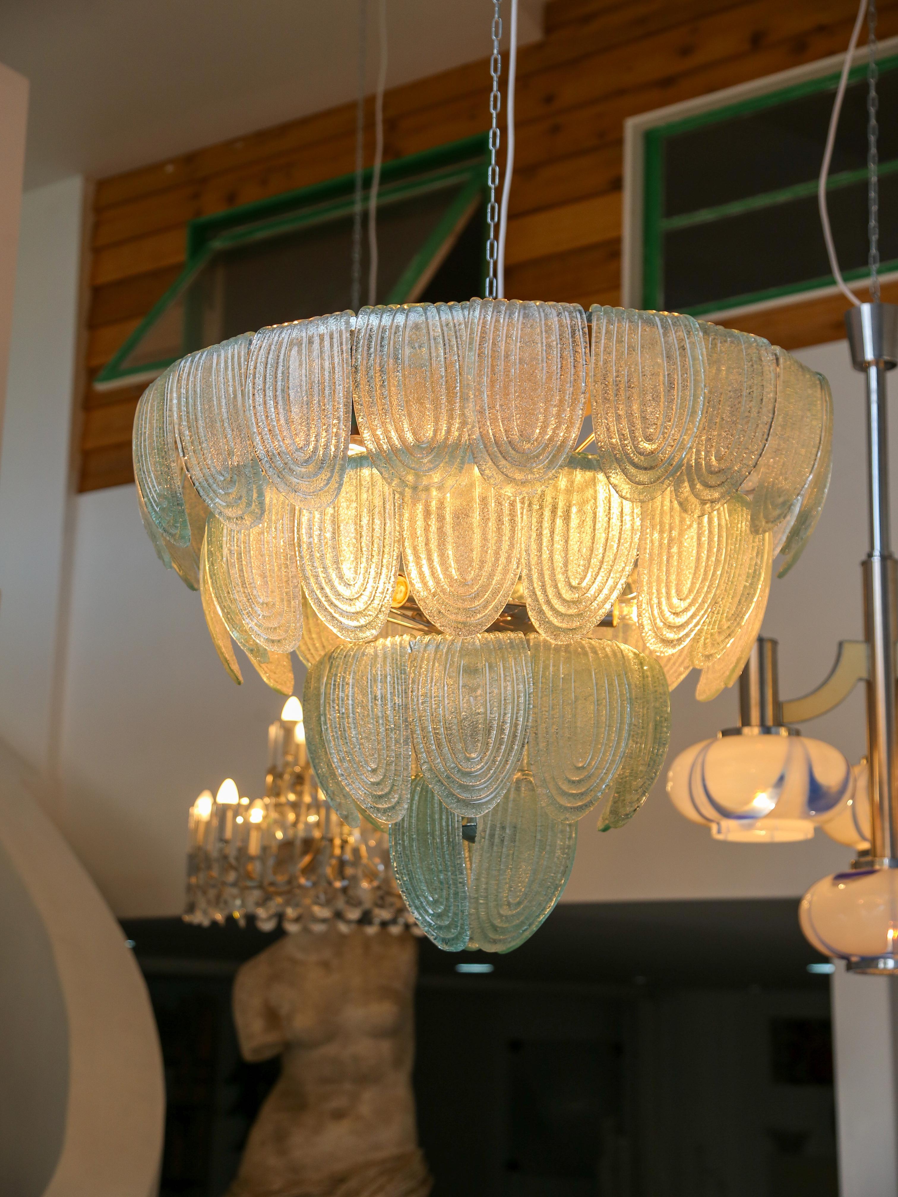 Deckenleuchte aus grünem Muranoglas mit Metallrahmen von Lumini Collections im Angebot 4