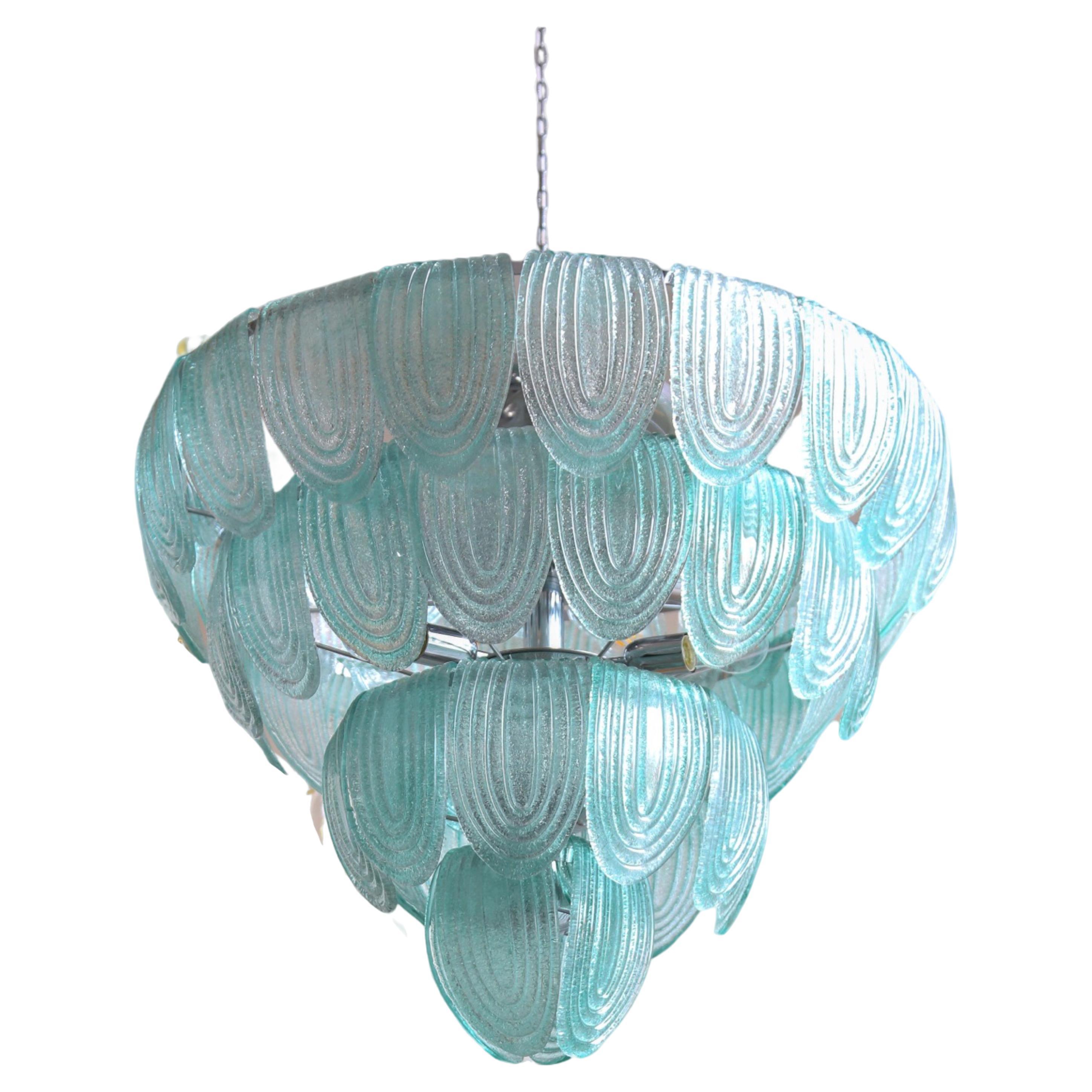 Green Murano Glass Ceiling Light with Metal frame by Lumini Collections For Sale
