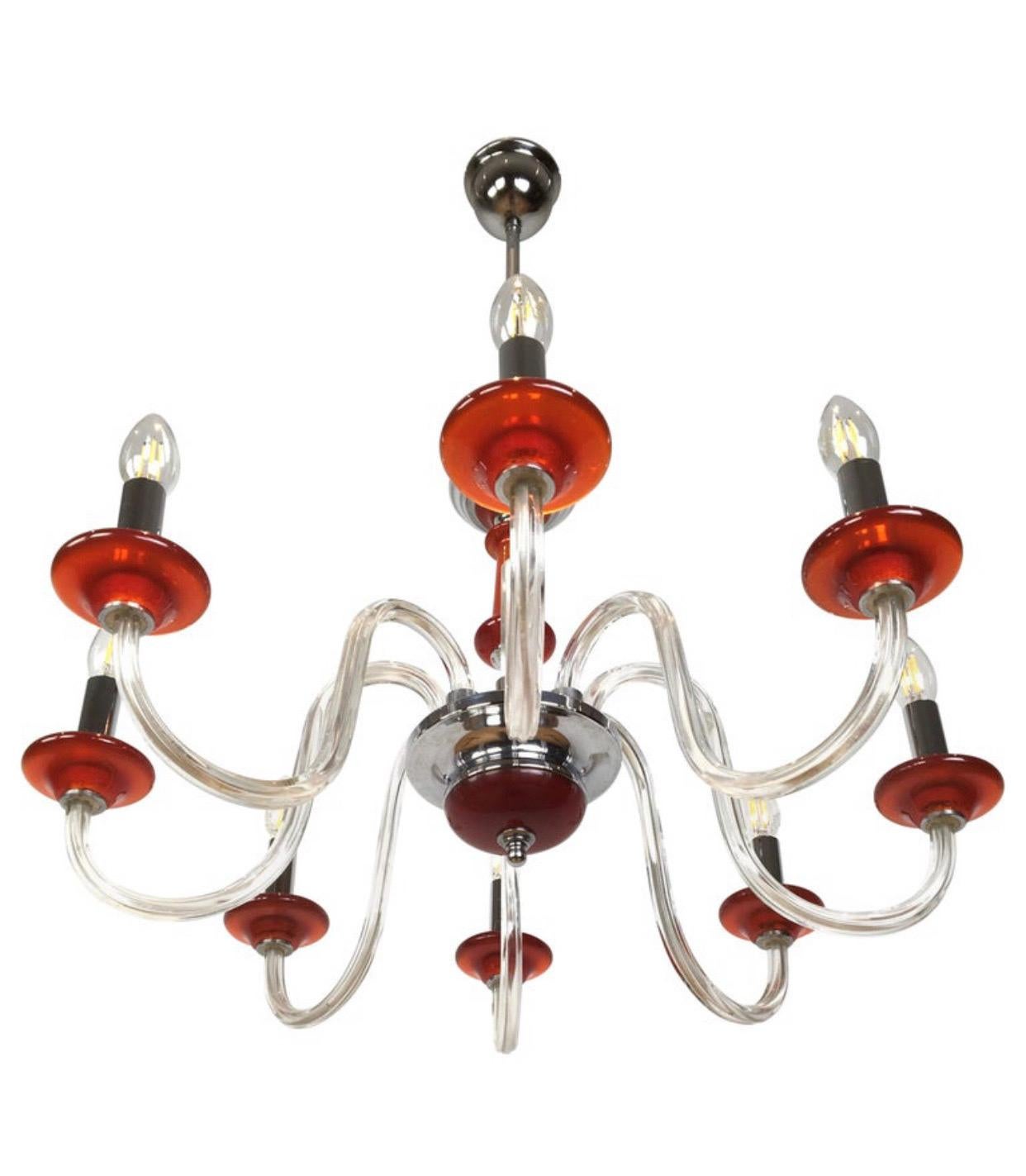 Green Murano Glass Chandelier, Italy, Mid-20th Century For Sale 6