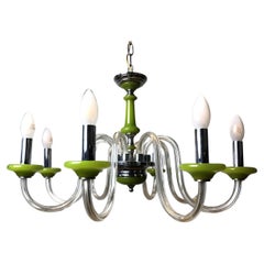 Green Murano Glass Chandelier, Italy, Mid-20th Century