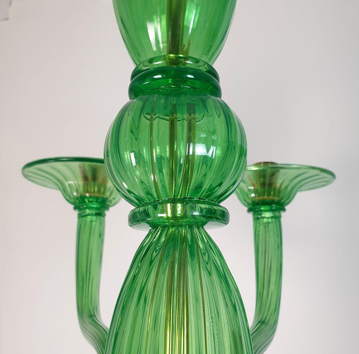 Green Murano glass chandelier, Mid Century Modern For Sale 4