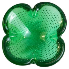 Ciotola Bullicante a forma di trifoglio in vetro di Murano verde, Archimede Seguso, Italia, anni '60