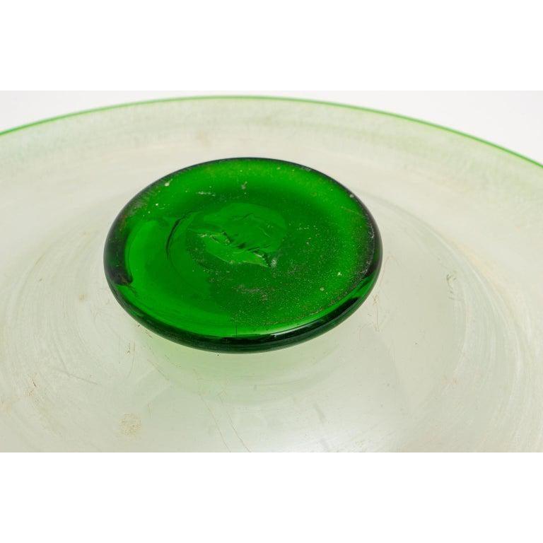 Green Murano Glass Compote In Good Condition In West Palm Beach, FL