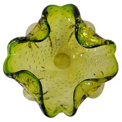 Vintage Green Murano Glass Controlled Bubbles Bowl, Italy, 1950s