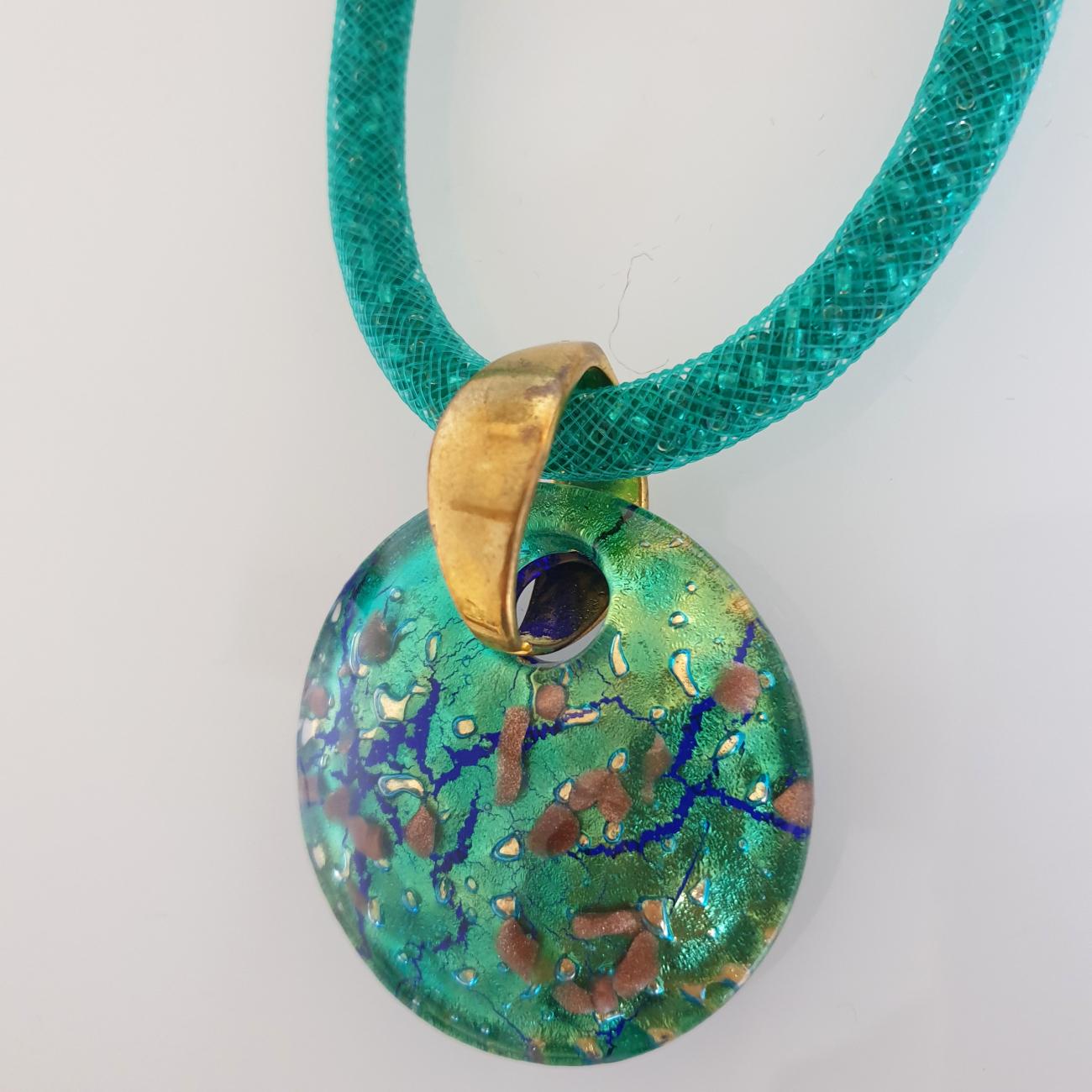 Modern Green Murano Glass Fashion Pendant Necklace For Sale