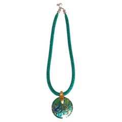 Green Murano Glass Fashion Pendant Necklace