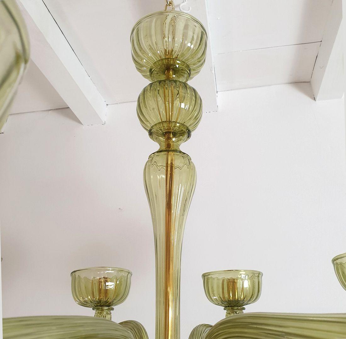 Green Murano glass Mid-Century chandelier 3