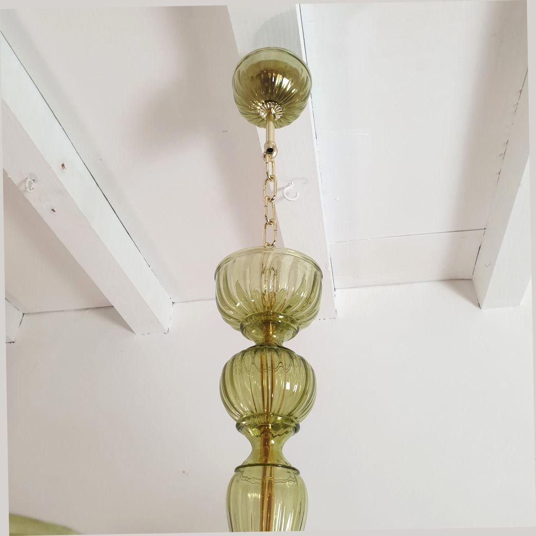 Green Murano glass Mid-Century chandelier 4