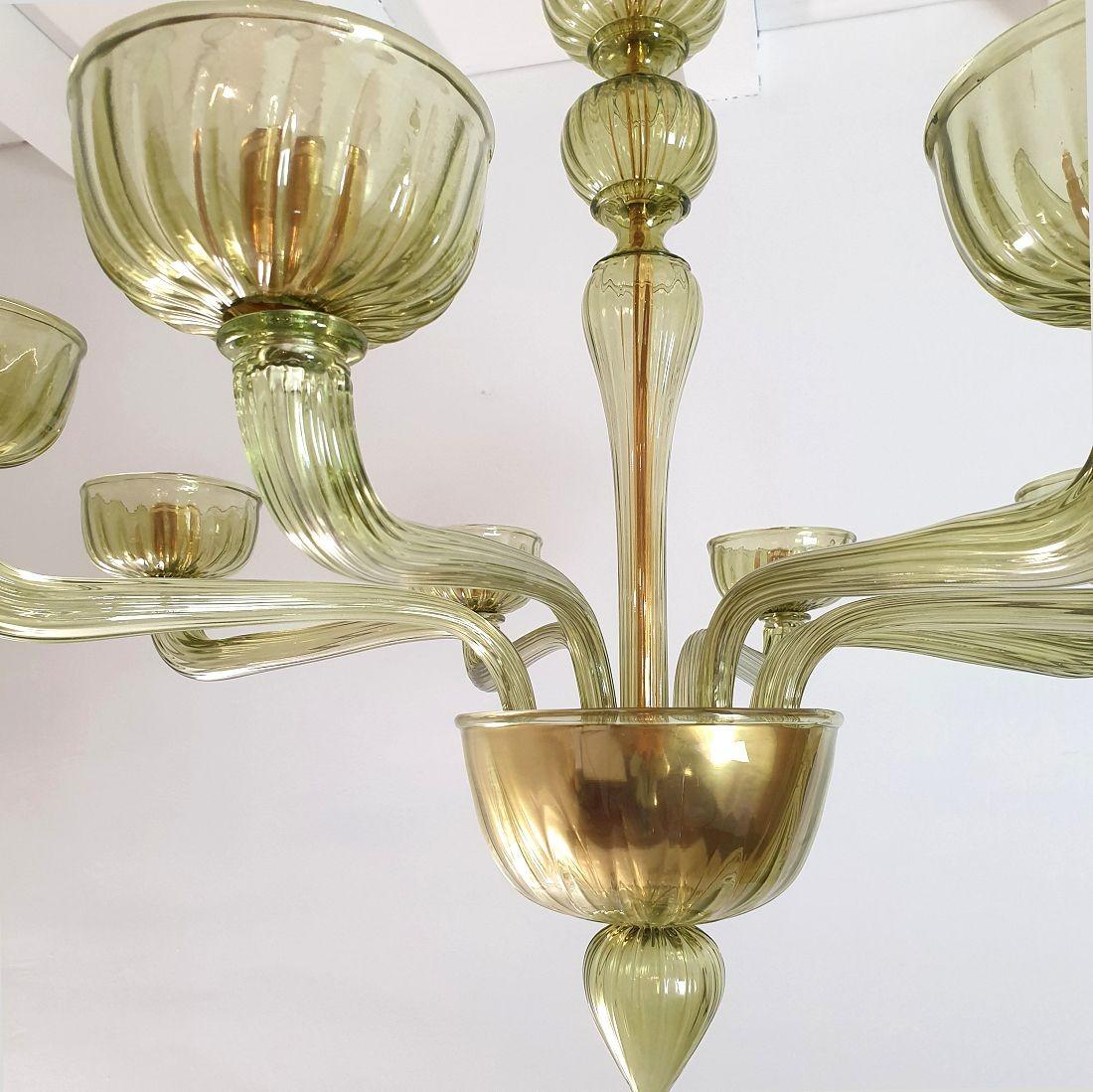 Late 20th Century Green Murano glass Mid-Century chandelier