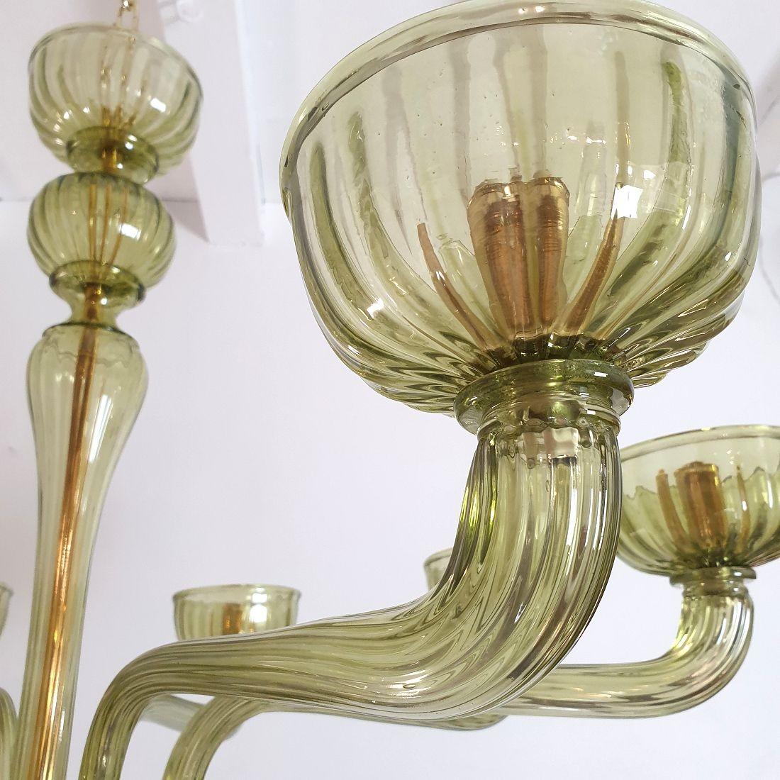 Green Murano glass Mid-Century chandelier 2