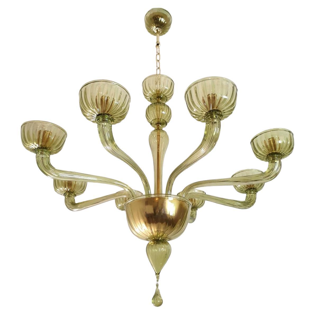 Green Murano glass Mid-Century chandelier