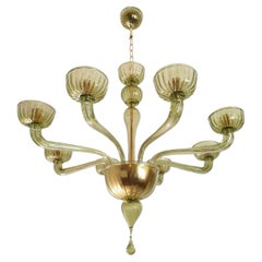 Green Murano glass Mid-Century chandelier