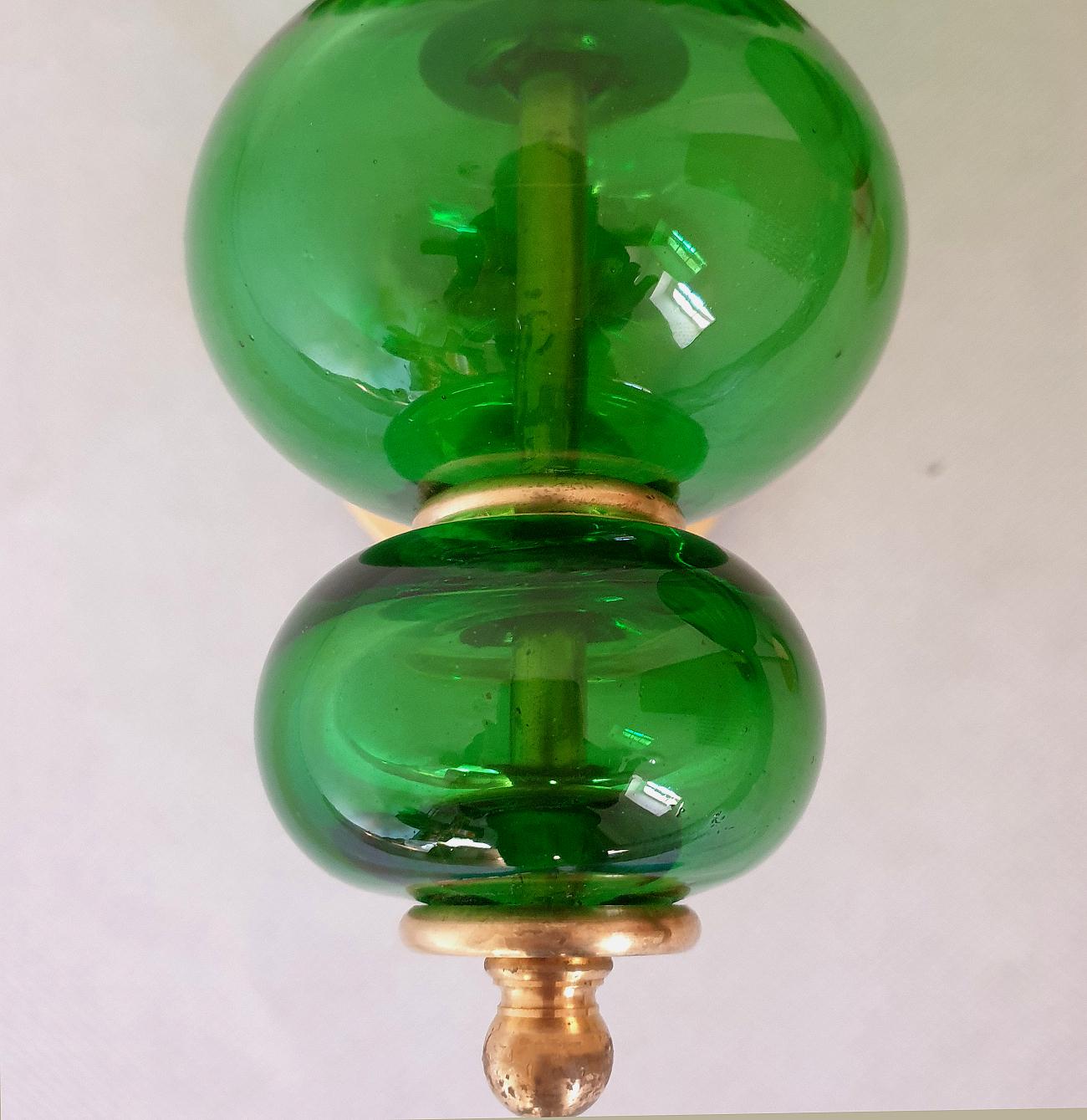 Green Murano glass Mid Century sconces - a pair For Sale 3