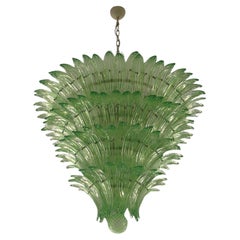 Green Murano Glass Palmettes Chandelier in the Style of Barovier e Toso