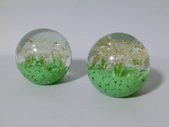 Green Murano Glass Paperweight, 2 Available