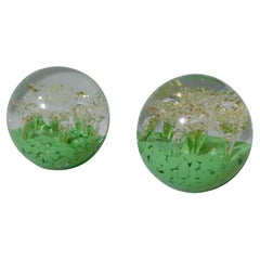 Fermacarte in vetro di Murano verde, 2 disponibili