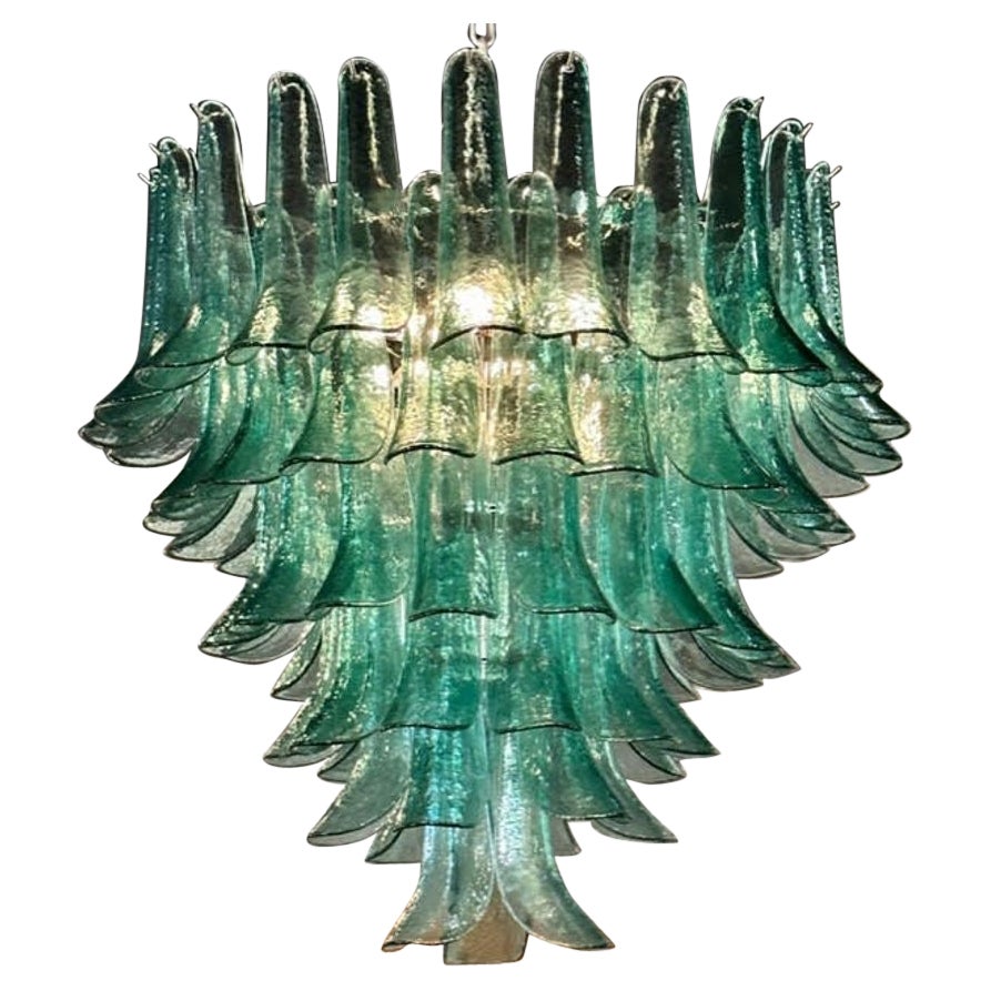 Lampadario a forma di sella in vetro di Murano verde in vendita