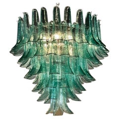 Lampadario a forma di sella in vetro di Murano verde