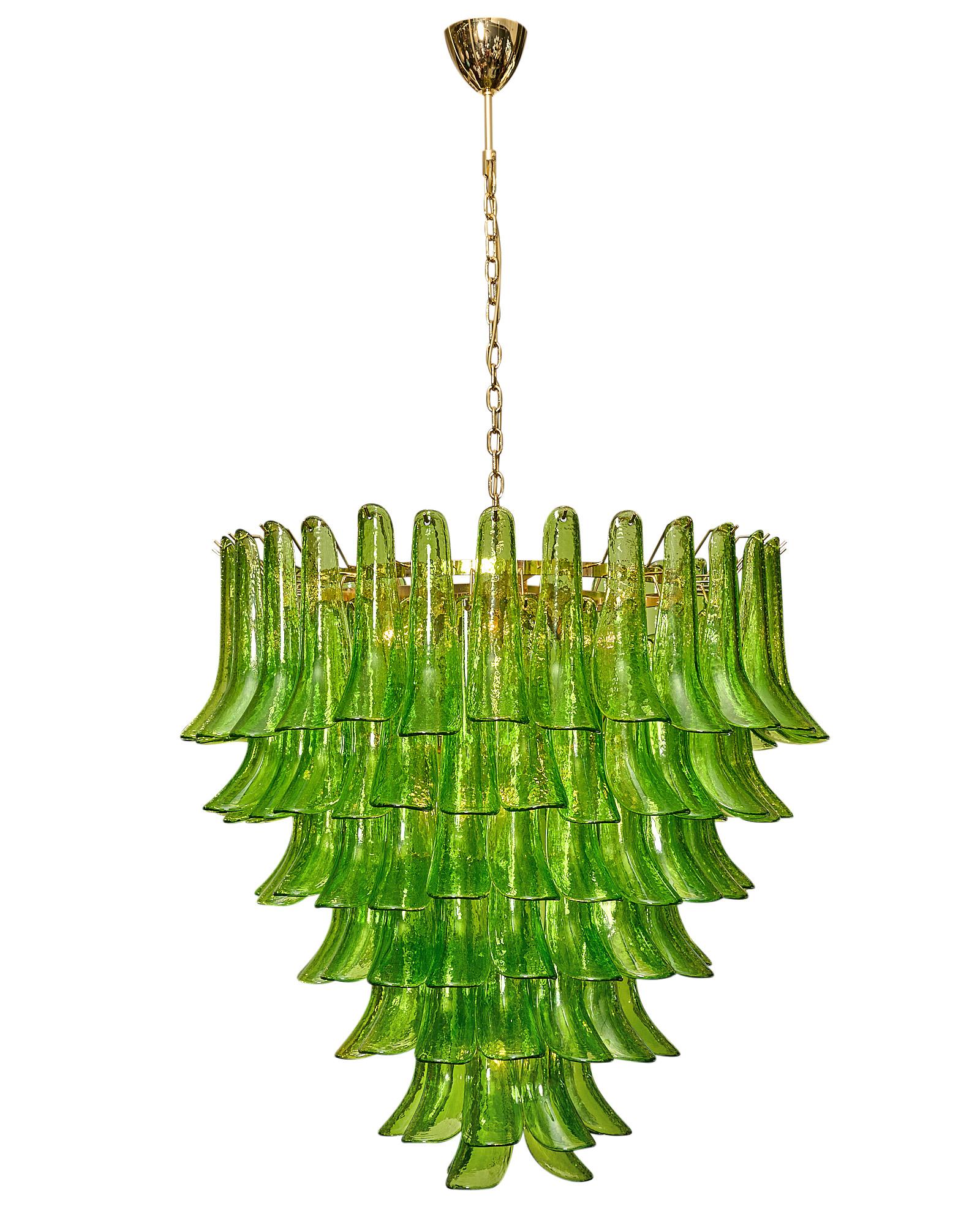 Mid-Century Modern Green Murano Glass “Selle” Chandelier For Sale